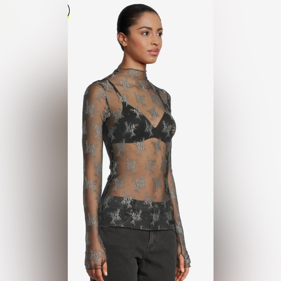 Free People Other - Free People Sheer Black Lace Top